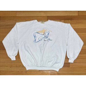 Vintage Angel Peace Sweatshirt XL White Embroidered Graphic 80s 90s USA